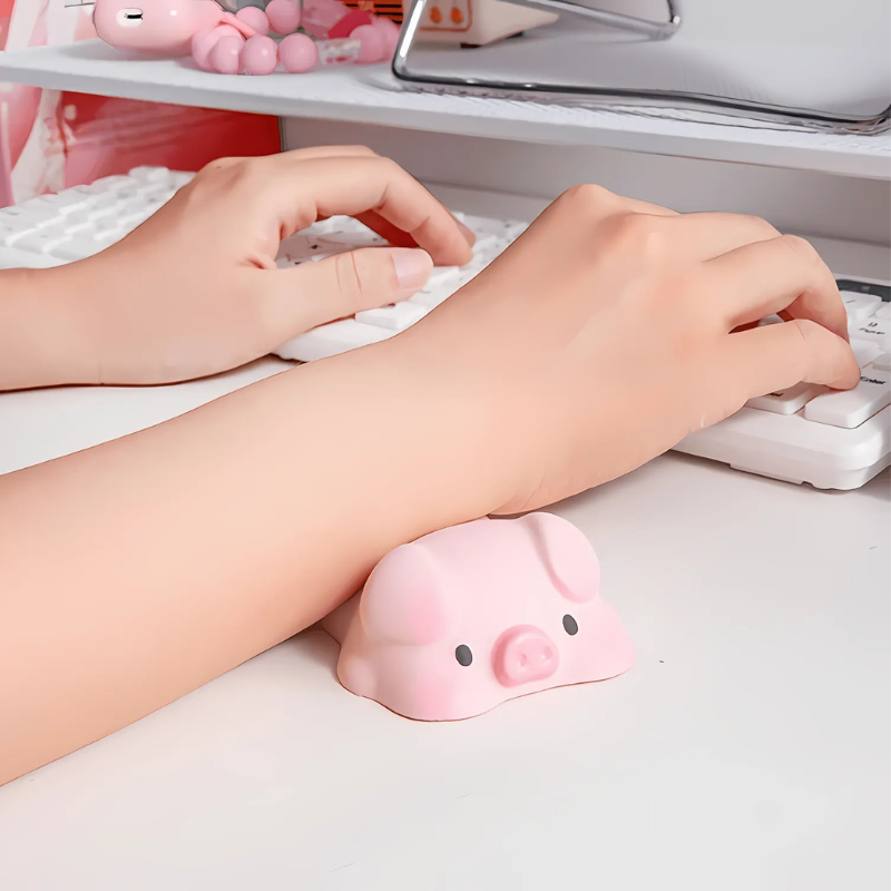 Suporte de Descanso de Pulso Para Teclado e Mouse, Antiestresse, Squishy Porquinho