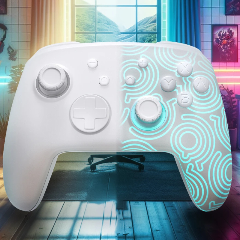 Controle Branco Firefly para Nintendo Switch, Bluetooth, LED, FUNLAB