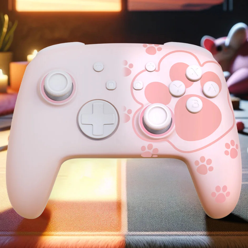 Controle Pata de Gato Rosa para Nintendo Switch, Bluetooth, LED, FUNLAB