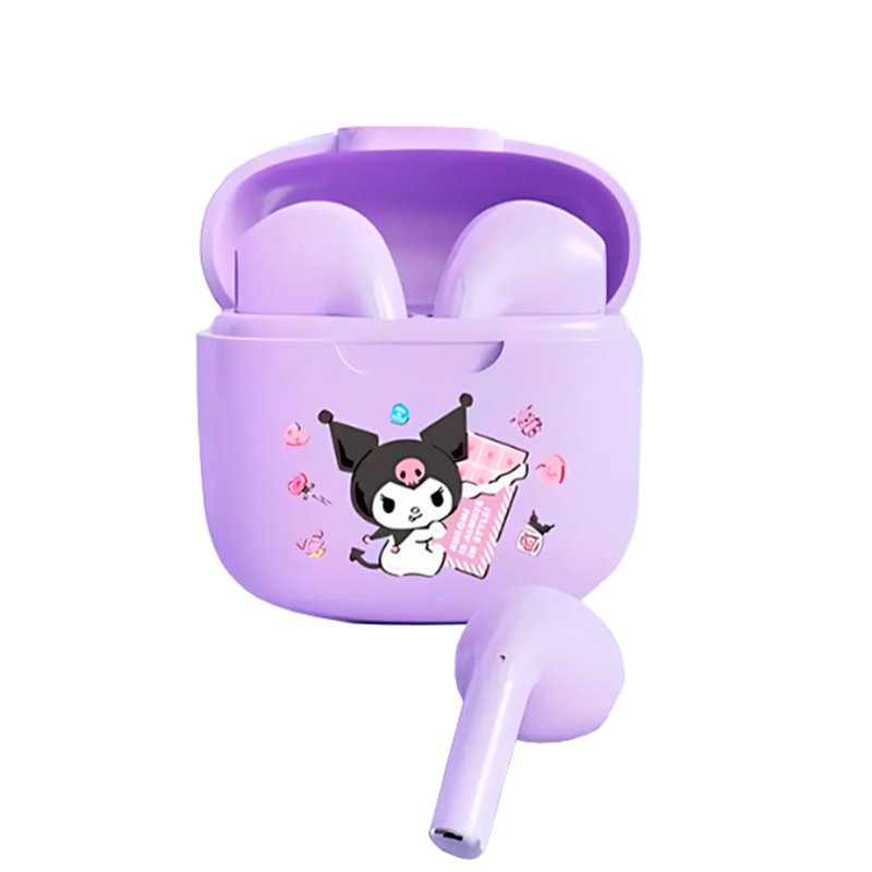 Fone de Ouvido Bluetooth Roxo, Sanrio Earbuds A2-B Kuromi
