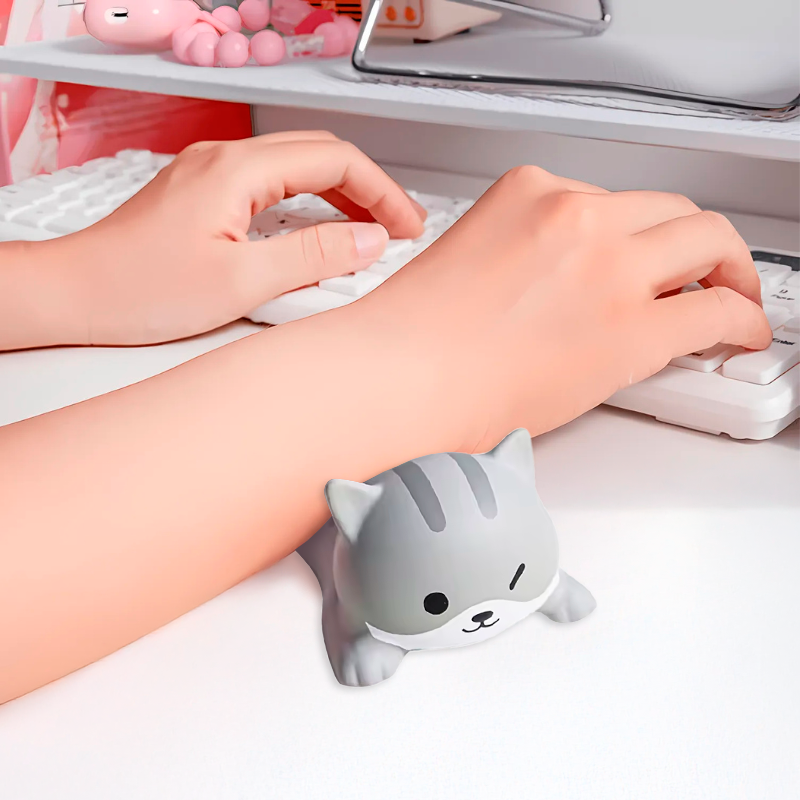 Suporte de Descanso de Pulso Para Teclado e Mouse, Antiestresse, Squishy Gatinho