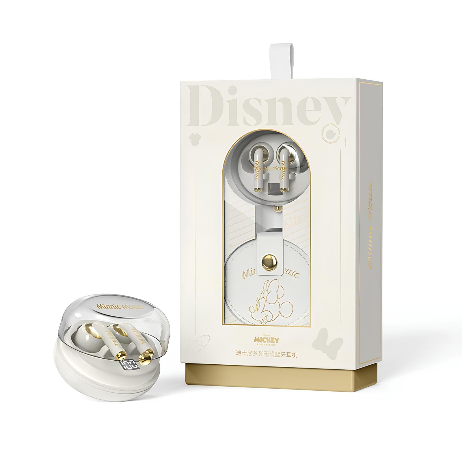 Fone de Ouvido Bluetooth Branco com Estojo, Disney D34 Minnie Mouse