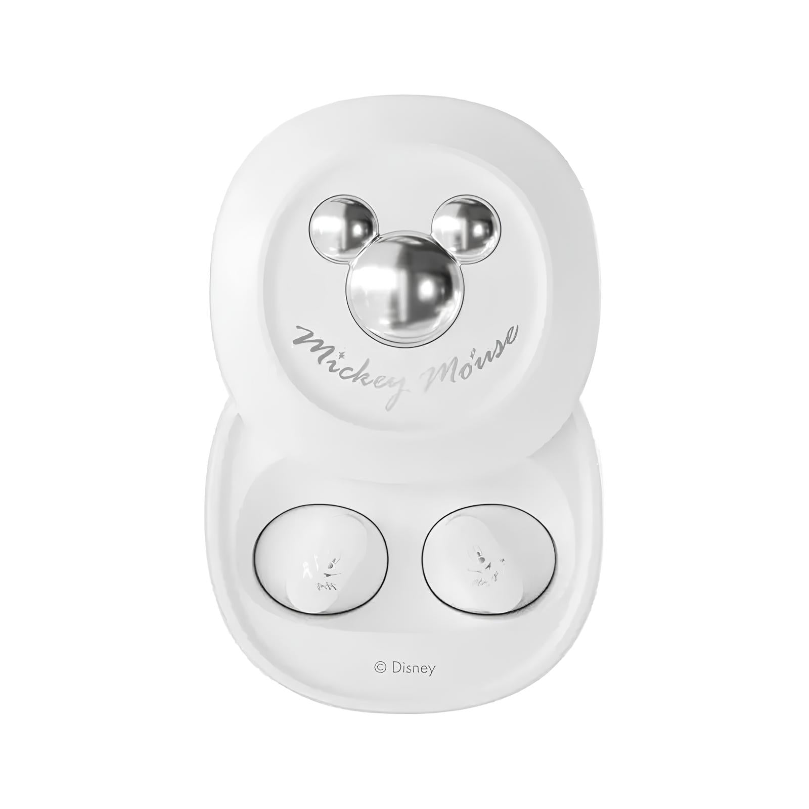 Fone de Ouvido Bluetooth Branco com Prata, Capa Deslizante, Disney D68 Mickey Mouse